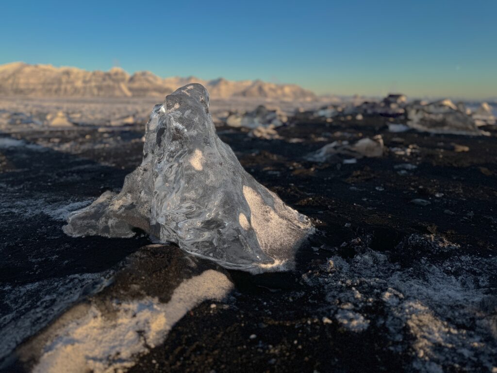 Ice washed up on Diamond Beach