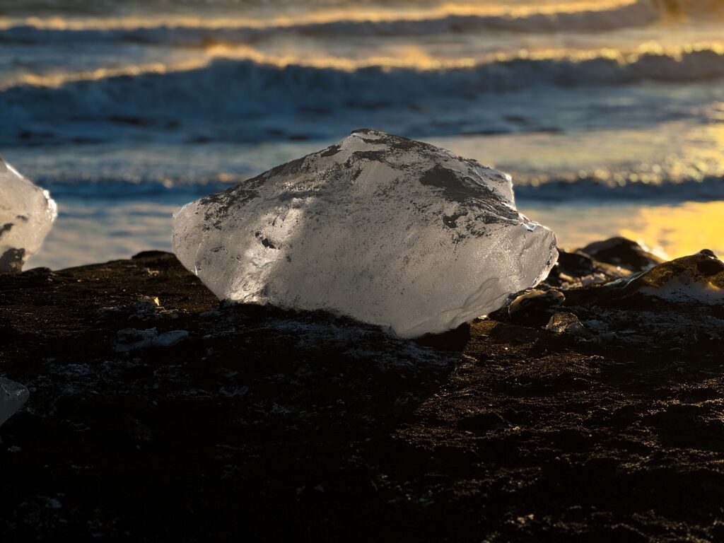 Ice washed up on Diamond Beach